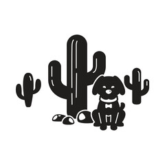 Wall Mural - dog vector icon cactus puppy icon desert cartoon character logo pet silhouette doodle symbol illustr