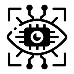 Canvas Print - Glyph icon showing computer vision with tech graphics
