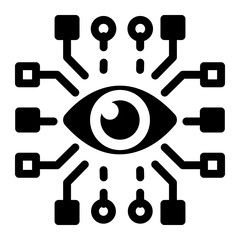 Canvas Print - Glyph icon depicting computer eye with digital detail
