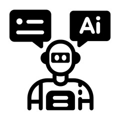 Canvas Print - A solid style icon of an ai assistant 
