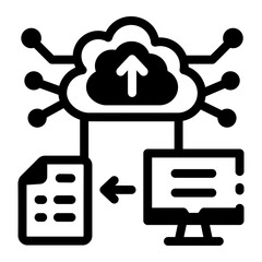 Canvas Print - A glyph style icon showing data upload process
