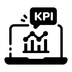 Canvas Print - A solid style icon showing kpi analysis metrics
