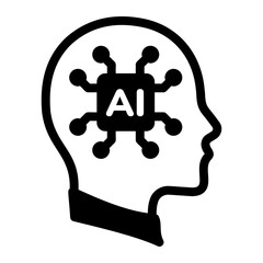 Canvas Print - Solid style icon of generative ai concept
