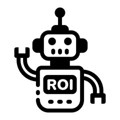 Canvas Print - Glyph icon of roi robot calculating investments