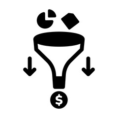 Canvas Print - Glyph icon depicting conversion funnel metrics
