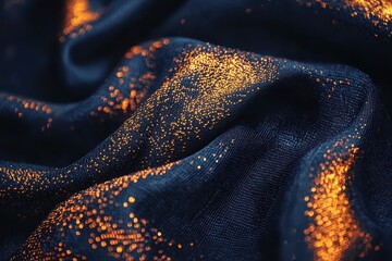Wall Mural - beautiful dark fabric with shimmering gold sparkles and waves