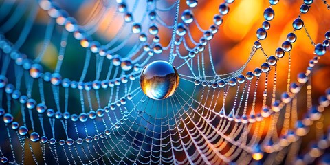 spider web with drops of dew
