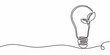 © berkahlineart - Plant in lightbulb continuous line. Eco energy vector. Idea innovation. Environment.