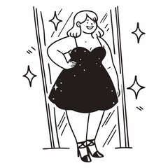 Wall Mural - Glamorous plus size woman in evening dress and heels