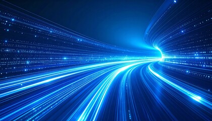 Wall Mural - abstract blue background with glowing light rays, star power, and futuristic motion lines for a vibr