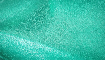Fototapete - close-up of shiny teal textile texture with diagonal threads and soft sheen for web background, branding element, packaging design, or abstract digital artwork backdrop

