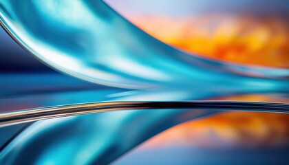 Aufkleber - vibrant abstract chrome edge with orange and blue light reflections for modern web layout, tech branding, or futuristic print design

