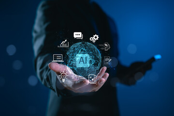Wall Mural - global ai technology concept with digital connection and smart interface. represents artificial inte