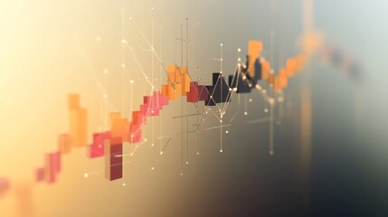 Poster - A creative abstract D graph made of floating cubes and lines, representing complex financial data