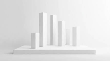 Poster - A minimalistic D bar graph with soft shadows on a white background, perfect for business presentations