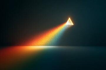 Aufkleber - Display of light refracting through a triangle, creating a vibrant rainbow spectrum on a dark background