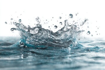 Aufkleber - Water splash creating ripples with droplets in bright light at a serene setting