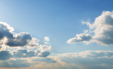 Wall Mural - beautiful blue sky with soft white clouds for abstract background