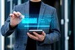 © Rahim - businessman touching virtual screen