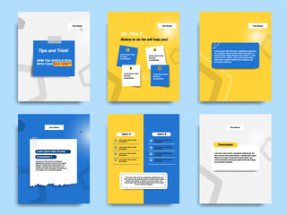 blue yellow social media tutorial, tips, trick, did you know post banner layout template set with st