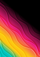 Fototapete - Colorful neon smooth wavy pattern abstract elegant flyer design. Vector graphic background