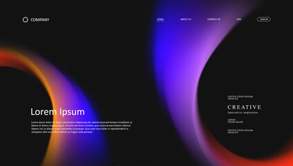 Wall Mural - abstract wave futuristic design of landing page. retro gradient mesh dark concept website design