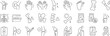 © Jolly J - Medical line icon set. Vector pictograms of arthritis, osteoporosis, pain, injury, inflammation, injection, diagnosis, prevention, healthcare, calcium supplement, skeleton, thin linear illustration.