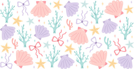 Naklejka na meble Coquette Seashell 16oz libbey glass can wrap. Ocean cup wrap sublimation design. Coastal Beach glass, Girly Summer 16oz full wrap, UV DTF design