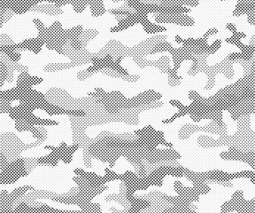 Leinwandbilder - Black and white dots camouflage seamless pattern. Vector  illustration.