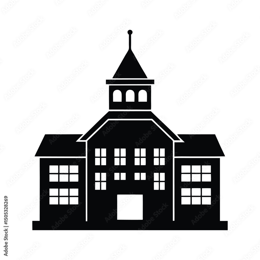 Black and white silhouette of a town hall building vector illustration ...