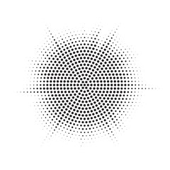 Poster - Burst Halftone light effect. Glowing light burst. abstract grunge halftone dots background. Vector illustration.