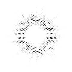 Aufkleber - Halftone circle frame background set. Round border Icon using halftone random circle. Grunge circular stain. Vector illustration.