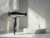 Hair Dryer in Studio Setting with Modern Clean Aesthetic