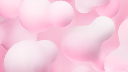 Abstract background with gradient pink blob shapes. Organic liquid shapes flying. . Flowing morphing molecular particles design Vector 3d illustration