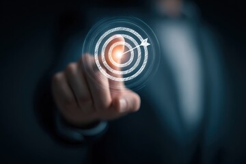 Aufkleber - Finger Touching Target Interface, Representing Business Goals, Digital Transformation and Precise Achievement : Generative AI