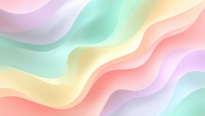 Poster - Pastel Gradient Waves Background, Ideal for Serenity, Relaxation, and Promoting Mindfulness in Wellness Campaigns : Generative AI