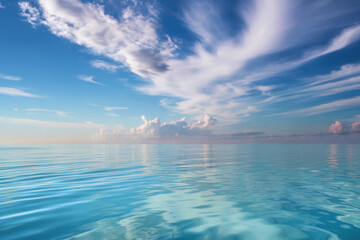 Wall Mural - Beautiful seascape with blue cloudy sky.