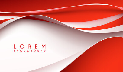 Wall Mural - red and white waved shapes background