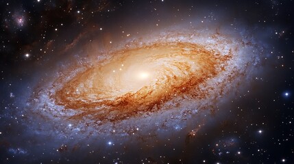 Wall Mural - A spiral galaxy with bright center surrounded by swirling arms and distant stars in deep space view