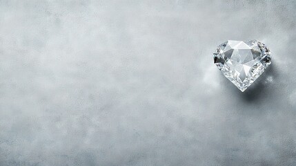 Wall Mural - a close-up of a diamond on a gray surface with a light reflection on top and a shadow on the bottom