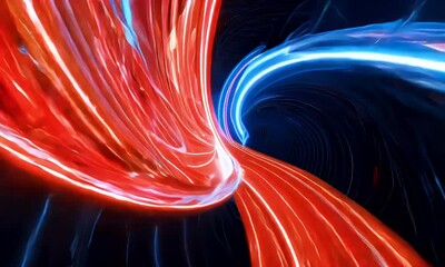 Wall Mural - neon tunnel spirals with glowing red and blue lights, creating a sci-fi vortex effect ideal for warp