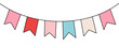 © sasa_elebea - Pastel Hanging Flags Carnival Garland Isolated on Transparent Background. Festive Decoration for Birthday Party Celebration, Music Festival Event