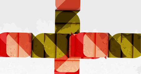 Aufkleber - Abstract geometric design. Red, olive shapes intersect forming cross pattern. White background provides contrast. Simple, modern aesthetic.