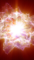 Wall Mural - abstract explosion of glowing light particles radiating from the center with vibrant orange and purp