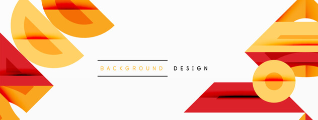 Poster - Abstract geometric shapes, orange, red hues. Minimalist design with white space. Modern background suitable for presentations, branding.
