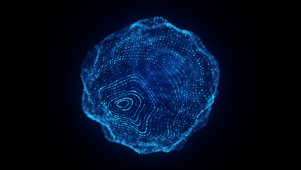 Wall Mural - technology blue sphere with connecting dots and lines. digital abstract network structure. 3d render