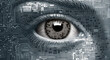 © Monktwins - Closeup of a human eye and skin made of electronic components. Concept of futuristic digital technology, AI artificial intelligence, metaverse, people living in digital era.