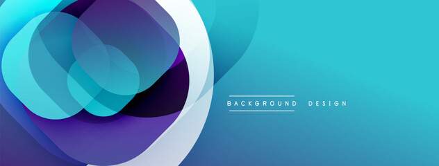 Leinwandbilder - Abstract blue design features overlapping circles, creating dynamic visual effect. Modern, sleek background suitable for various projects.