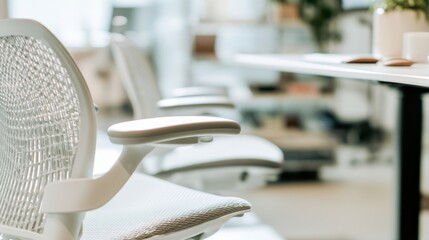 Poster - Ergonomic Office Chairs in a Bright Workspace, Representing Workplace Wellness and Employee Comfort : Generative AI