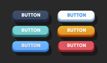 Wall Mural - Collection of colored buttons, frame label, event web bar, buttons with color. Vector illustration